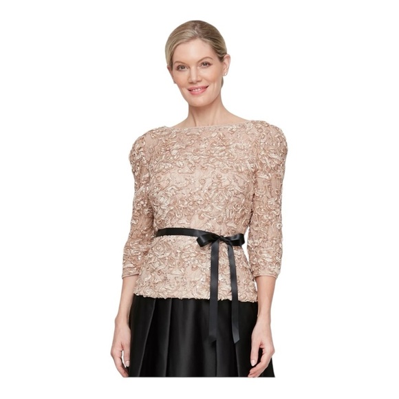 Alex Evenings Tops - Alex Evenings
Women's 3/4 Sleeve Soutache Blouse